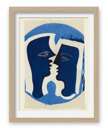 illustration de Braque d'après un texte de René Char. Lettera Amoroso. 2 visages bleus