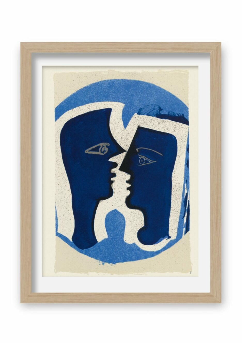illustration de Braque d'après un texte de René Char. Lettera Amoroso. 2 visages bleus